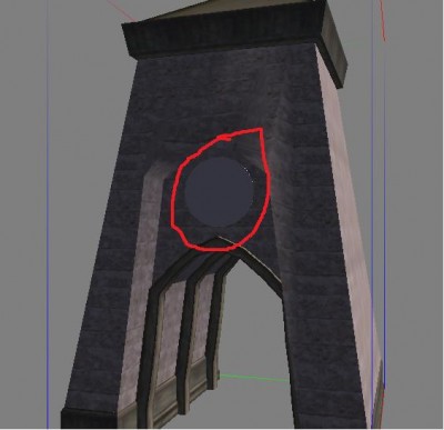 The red circle shows where the texture is missing